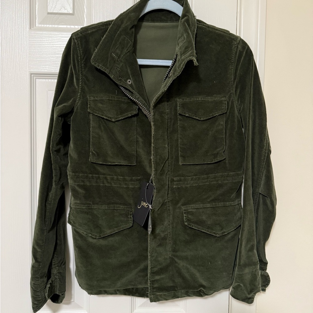 June Velvet Olive Green Jacket